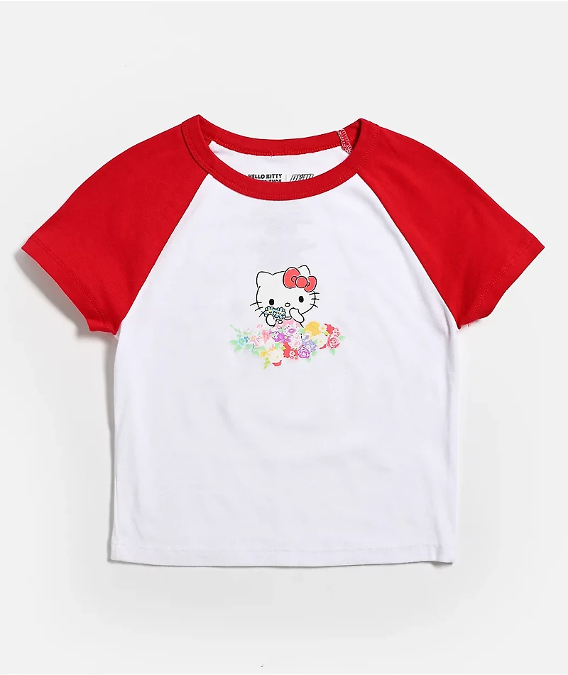 Hello Kitty® & Friends | A.LAB Hello Kitty Pink Ribbon White & Red Crop T-Shirt
