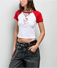 Hello Kitty® & Friends | A.LAB Hello Kitty Pink Ribbon White & Red Crop T-Shirt