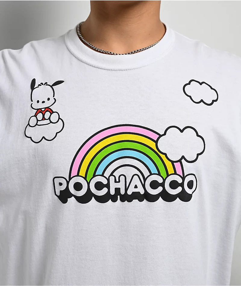 Hello Kitty® & Friends | A.LAB Pochacco™ Over The Rainbow White Long Sleeve T-Shirt