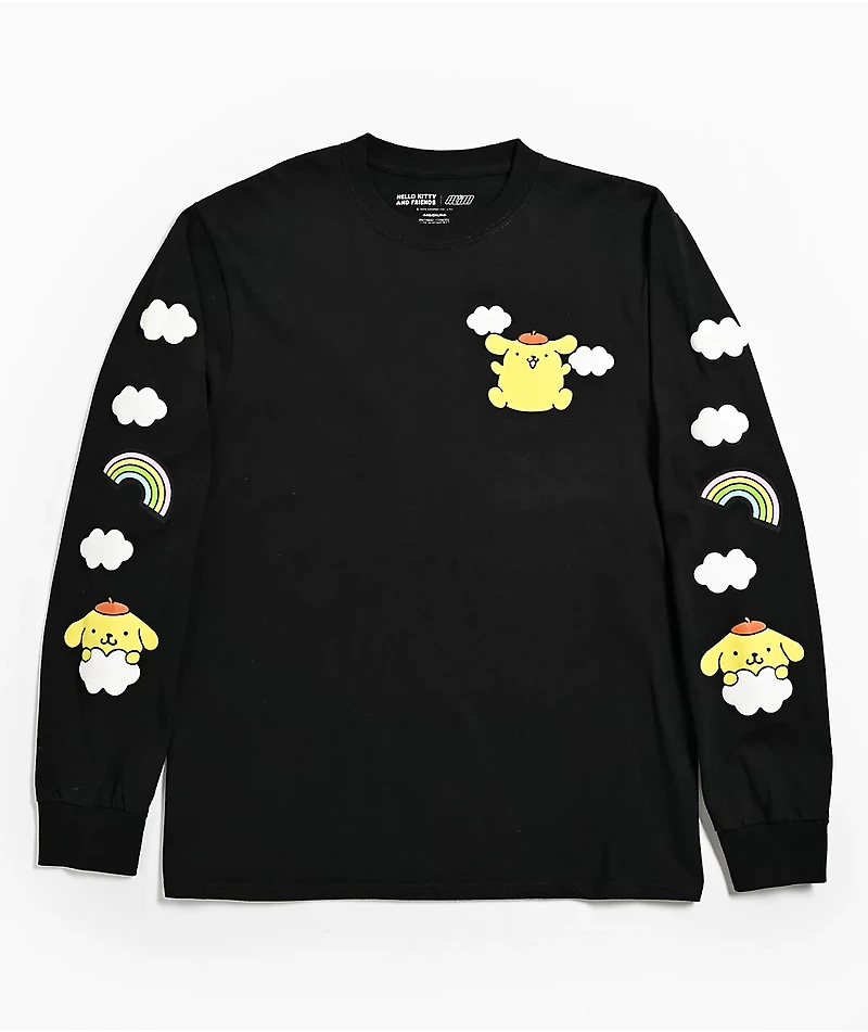 Hello Kitty® & Friends | A.LAB Pompompurin™ Over The Rainbow Black Long Sleeve T-Shirt