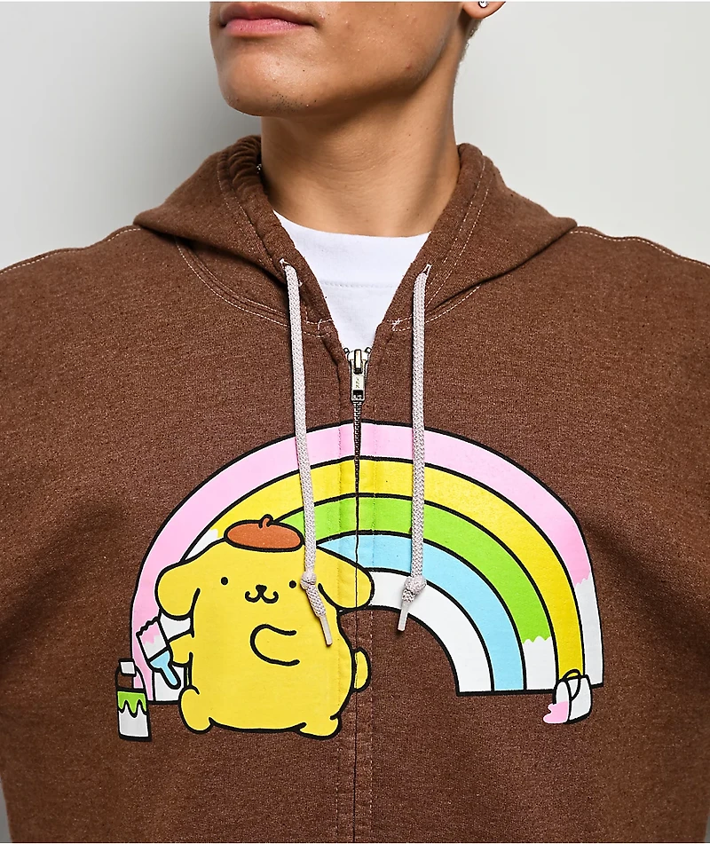 Hello Kitty® & Friends | A.LAB Pompompurin™ Over The Rainbow Brown Zip Hoodie