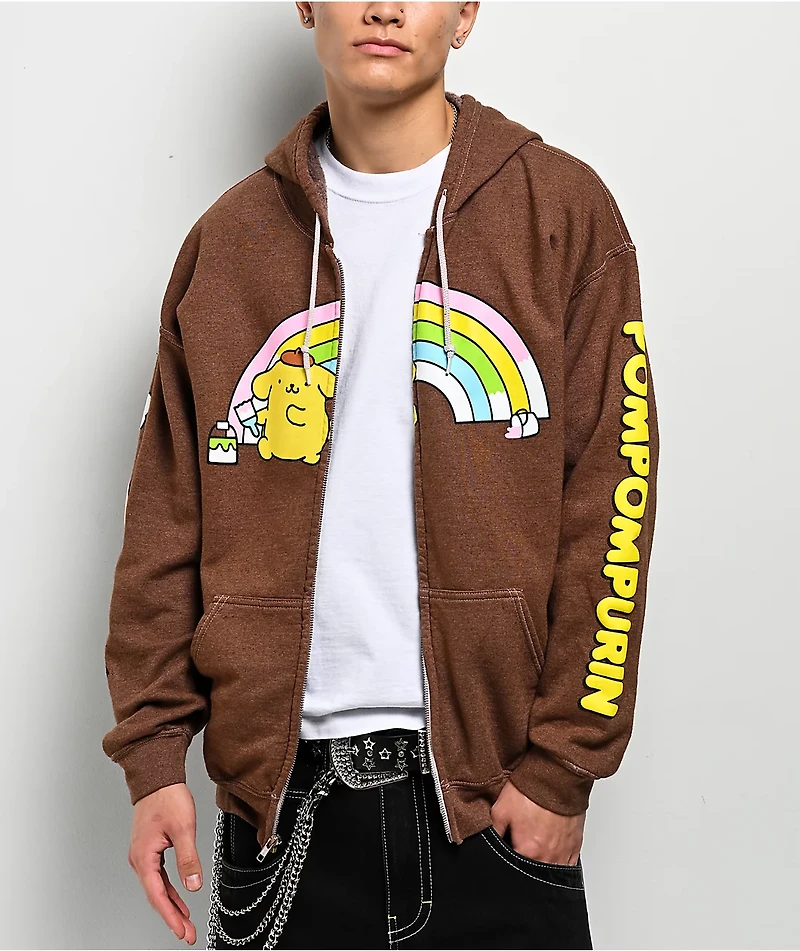 Hello Kitty® & Friends | A.LAB Pompompurin™ Over The Rainbow Brown Zip Hoodie