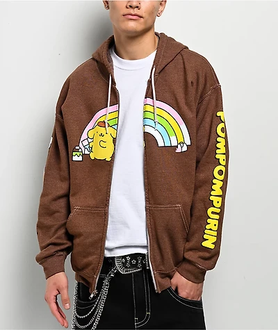 Hello Kitty® & Friends | A.LAB Pompompurin™ Over The Rainbow Brown Zip Hoodie