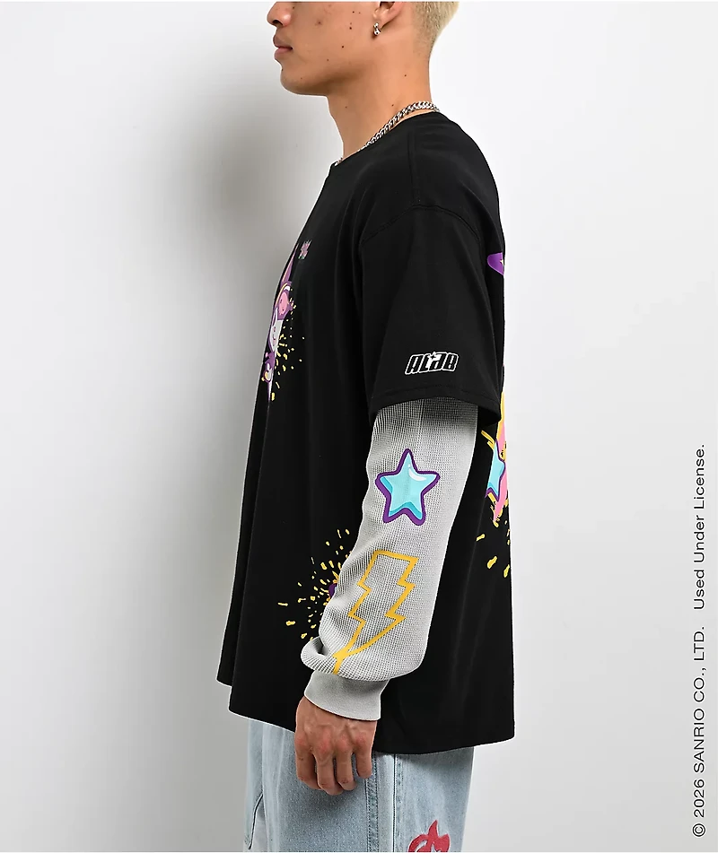 Hello Kitty® And Friends | A.LAB Kuromi™ Tokyo Skate Black & Grey 2fer Long Sleeve T-Shirt