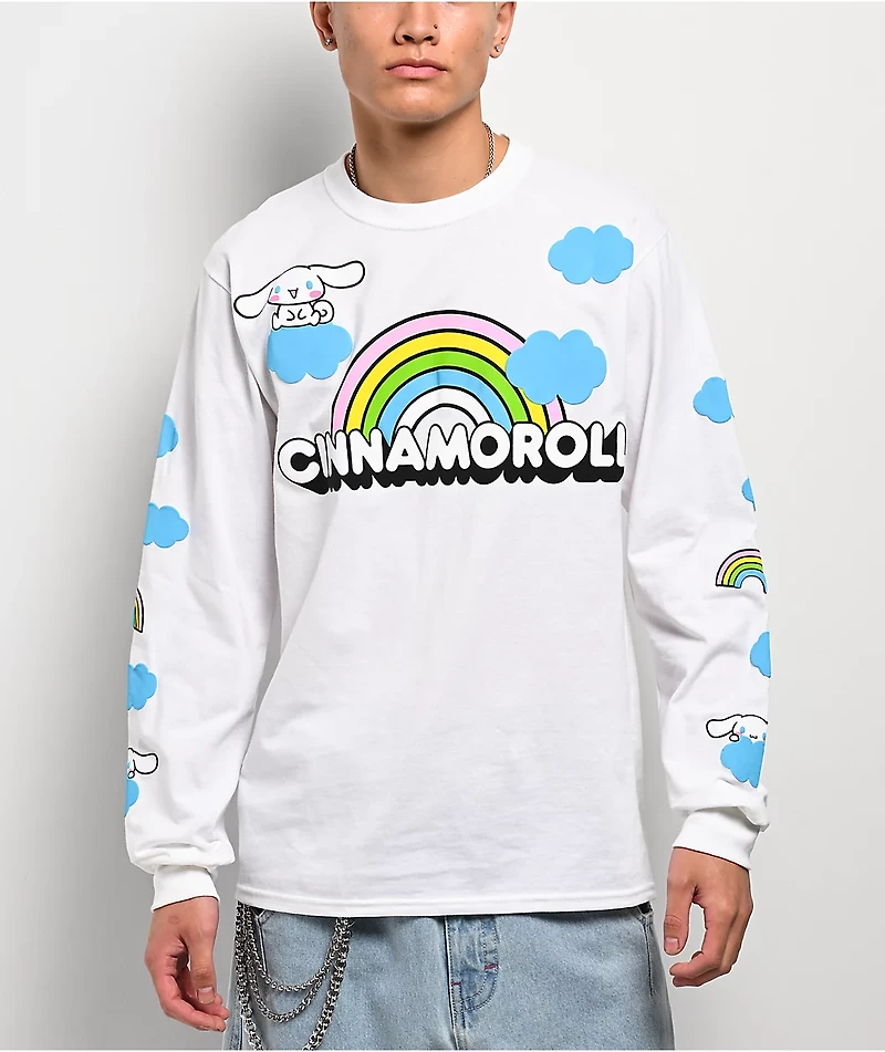 Hello Kitty® and Friends | A.LAB Cinnamoroll™ Over The Rainbow White Long Sleeve T-Shirt