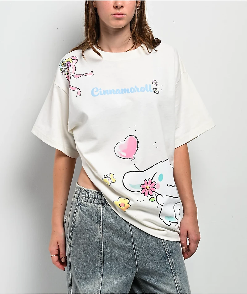 Hello Kitty® and Friends | A.LAB Cinnamoroll™ Pink Ribbon White T-Shirt