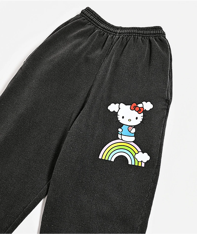 Hello Kitty® and Friends | A.LAB Hello Kitty Over The Rainbow Black Wash Sweatpants