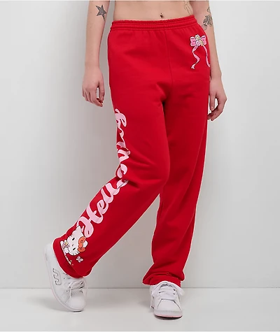 Hello Kitty® and Friends | A.LAB Hello Kitty Pink Ribbon Red Sweatpants