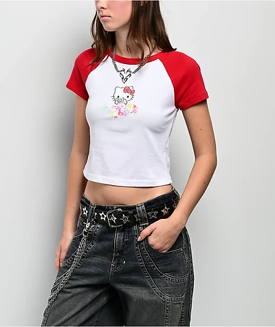 Hello Kitty® and Friends | A.LAB Hello Kitty Pink Ribbon White & Red Crop T-Shirt