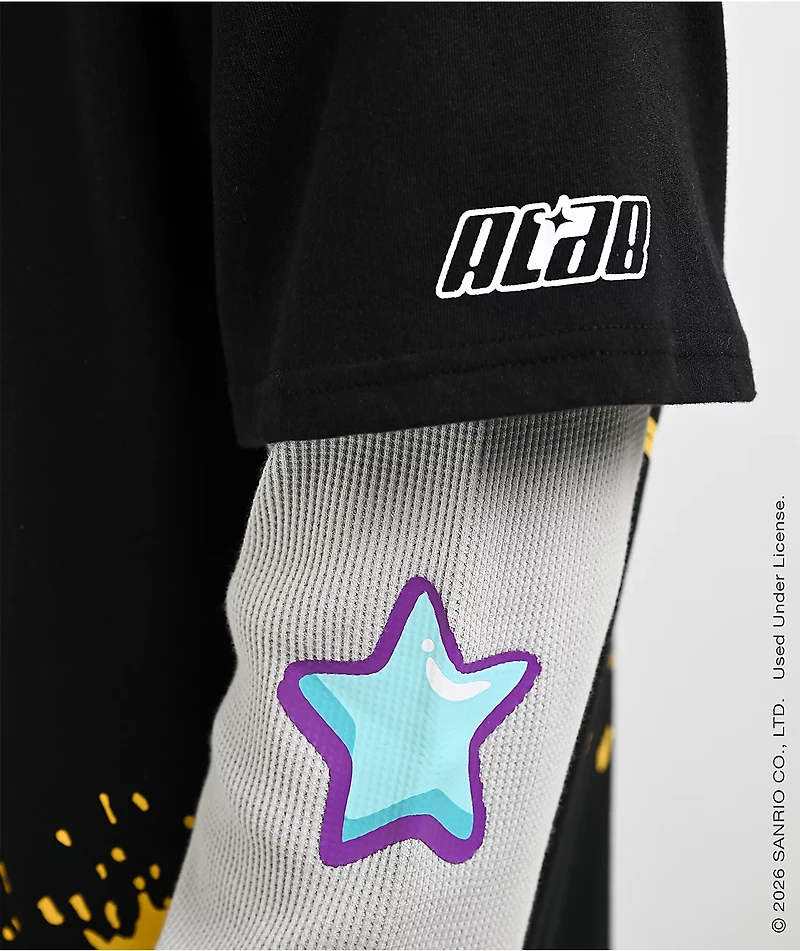Hello Kitty® and Friends | A.LAB Kuromi™ Tokyo Skate Black & Grey 2fer Long Sleeve T-Shirt