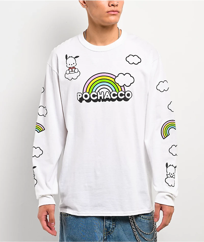 Hello Kitty® and Friends | A.LAB Pochacco™ Over The Rainbow White Long Sleeve T-Shirt