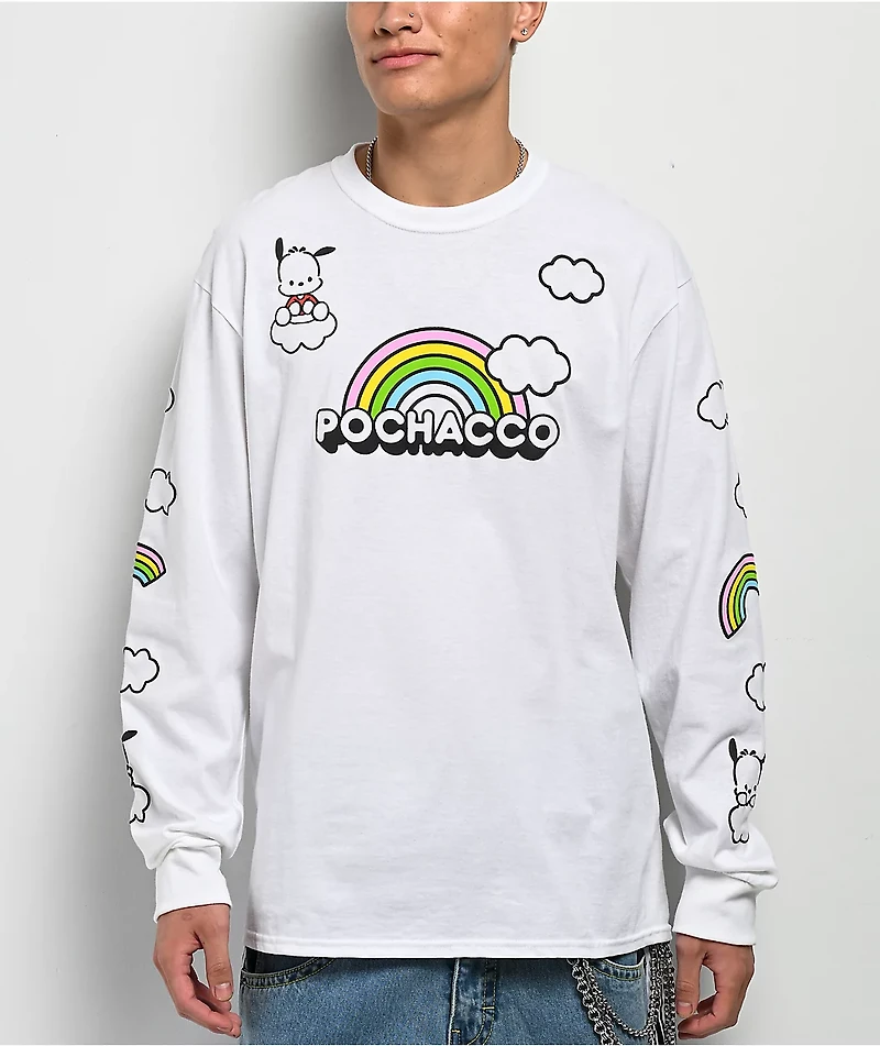 Hello Kitty® and Friends | A.LAB Pochacco™ Over The Rainbow White Long Sleeve T-Shirt