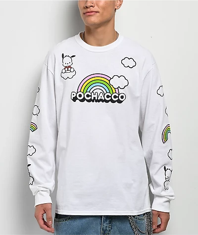 Hello Kitty® and Friends | A.LAB Pochacco™ Over The Rainbow White Long Sleeve T-Shirt