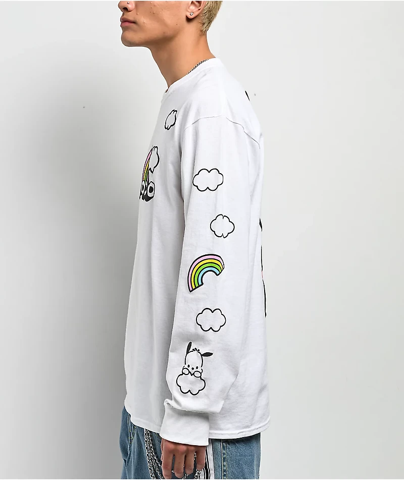 Hello Kitty® and Friends | A.LAB Pochacco™ Over The Rainbow White Long Sleeve T-Shirt