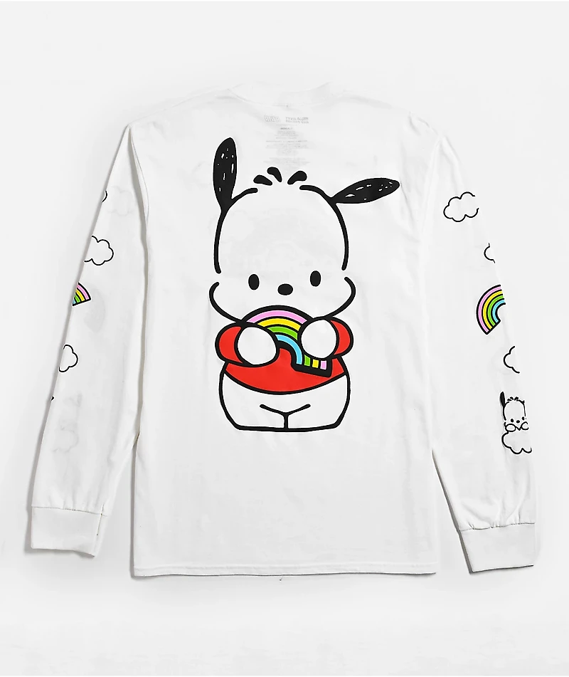 Hello Kitty® and Friends | A.LAB Pochacco™ Over The Rainbow White Long Sleeve T-Shirt