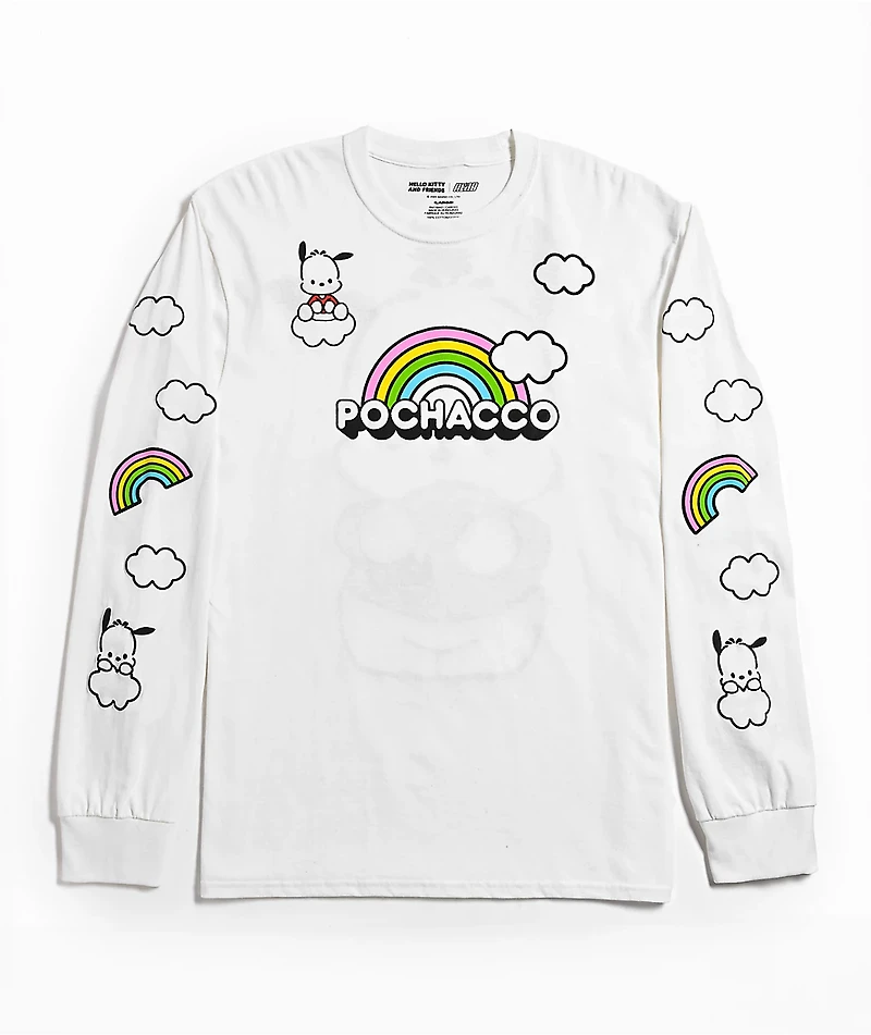 Hello Kitty® and Friends | A.LAB Pochacco™ Over The Rainbow White Long Sleeve T-Shirt