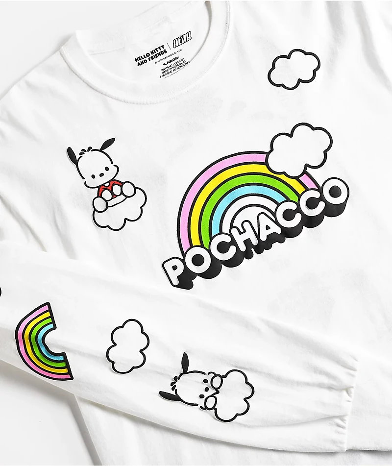 Hello Kitty® and Friends | A.LAB Pochacco™ Over The Rainbow White Long Sleeve T-Shirt