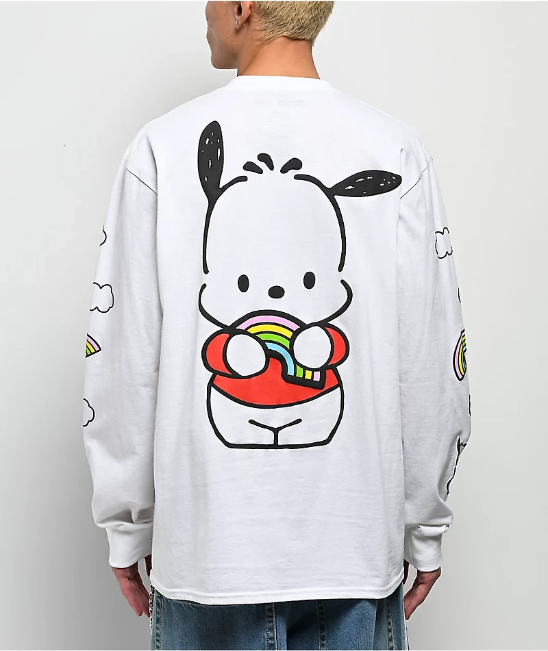 Hello Kitty® and Friends | A.LAB Pochacco™ Over The Rainbow White Long Sleeve T-Shirt