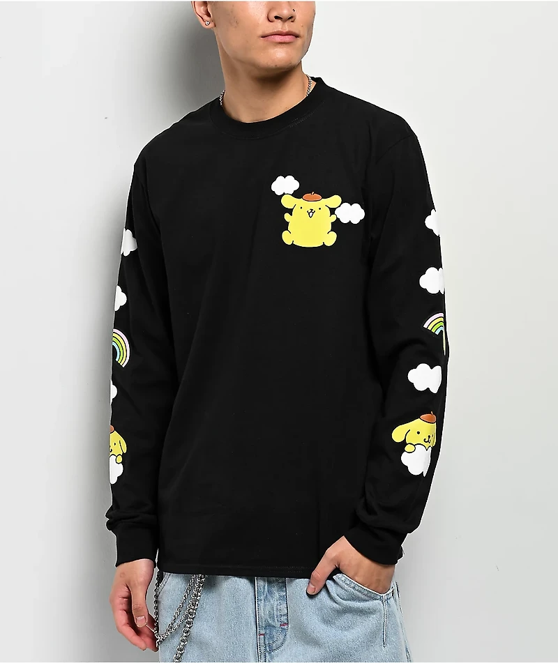 Hello Kitty® and Friends | A.LAB Pompompurin™ Over The Rainbow Black Long Sleeve T-Shirt