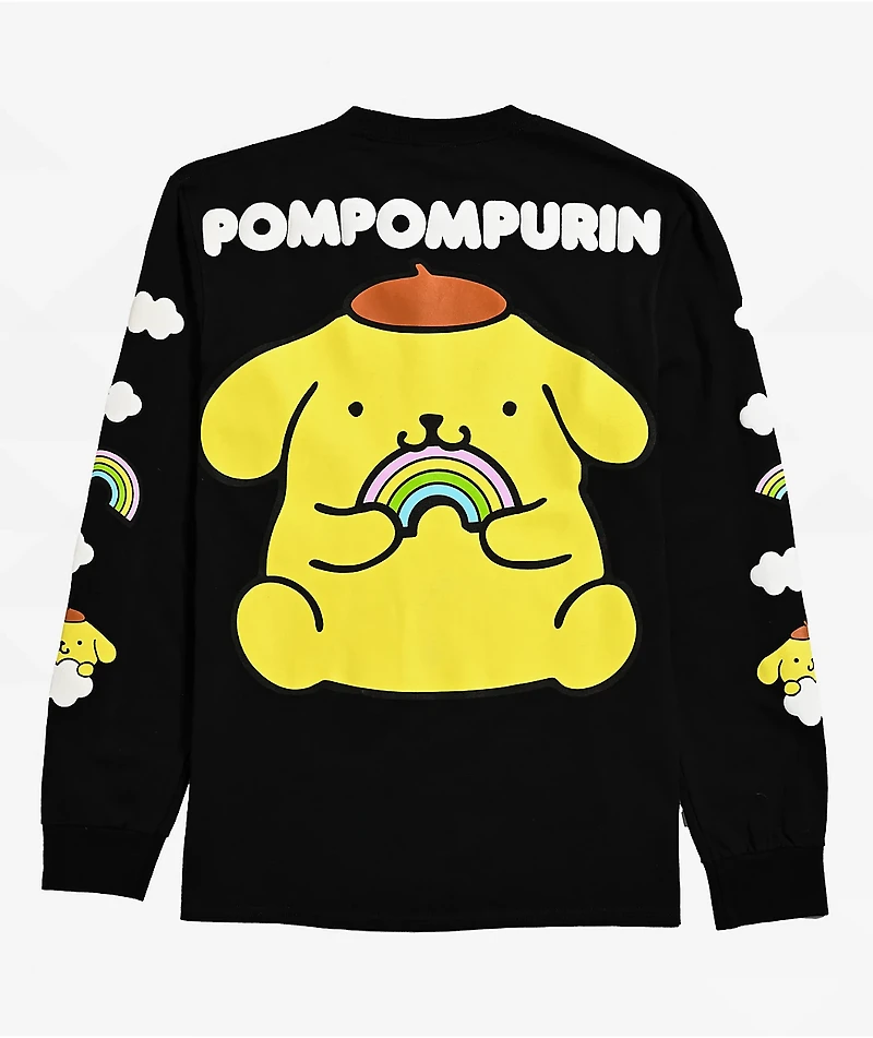 Hello Kitty® and Friends | A.LAB Pompompurin™ Over The Rainbow Black Long Sleeve T-Shirt