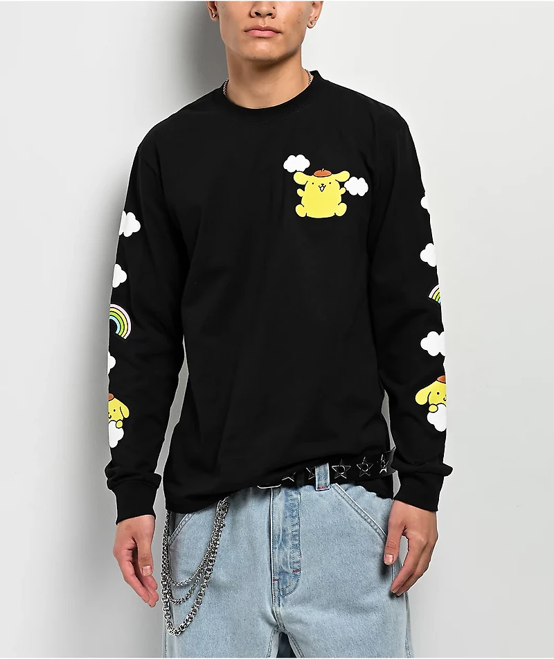 Hello Kitty® and Friends | A.LAB Pompompurin™ Over The Rainbow Black Long Sleeve T-Shirt