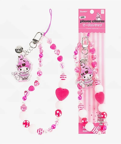 Hello Kitty & Friends My Melody 20th Anniversary Beaded Wrist Strap Phone Charm