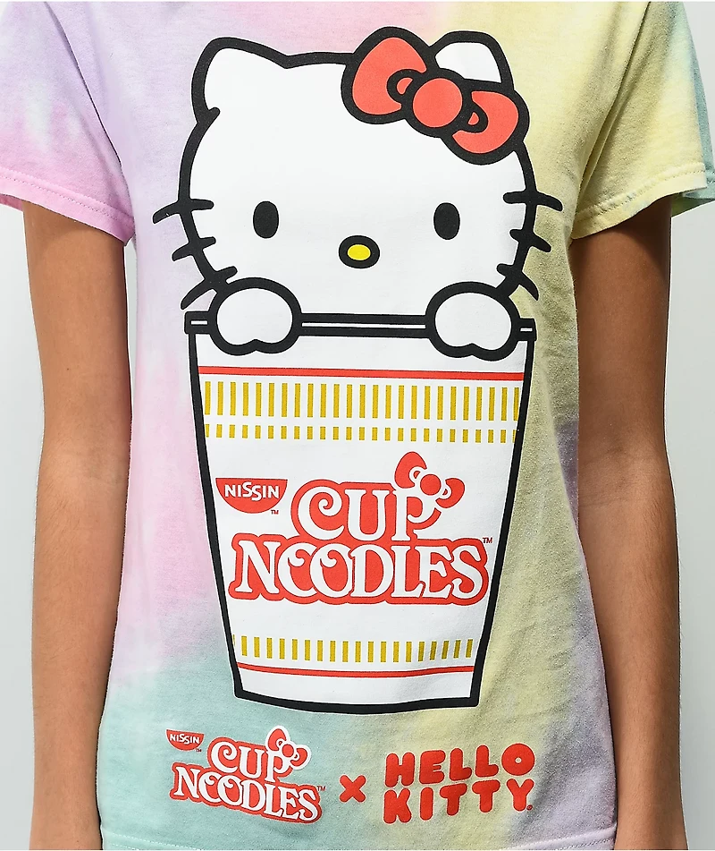 Hello Kitty x Cup Noodles Rainbow Pastel Tie Dye T-Shirt