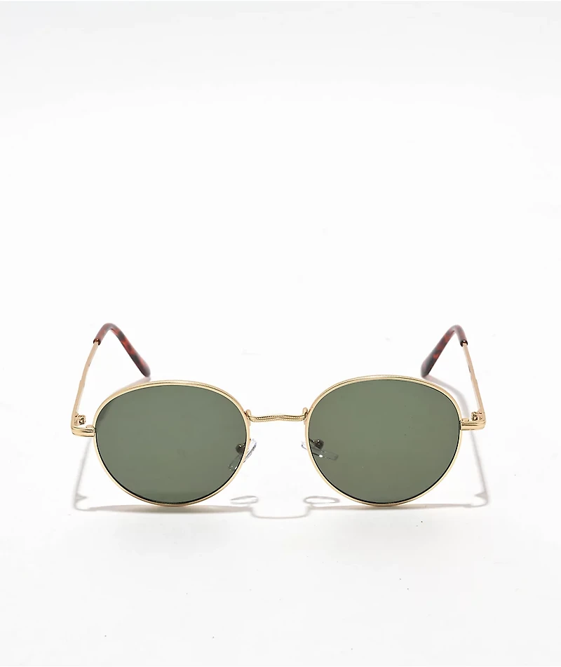 Heritage Gold & Green Round Sunglasses