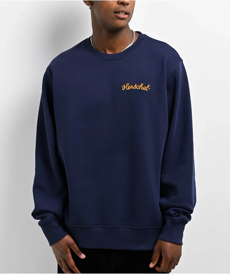 Herschel Supply Co. Chain Stitched Navy Crewneck Sweatshirt