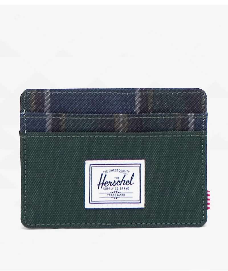 Herschel Supply Co. Charlie Darkest Spruce Winter Plaid Cardholder Wallet