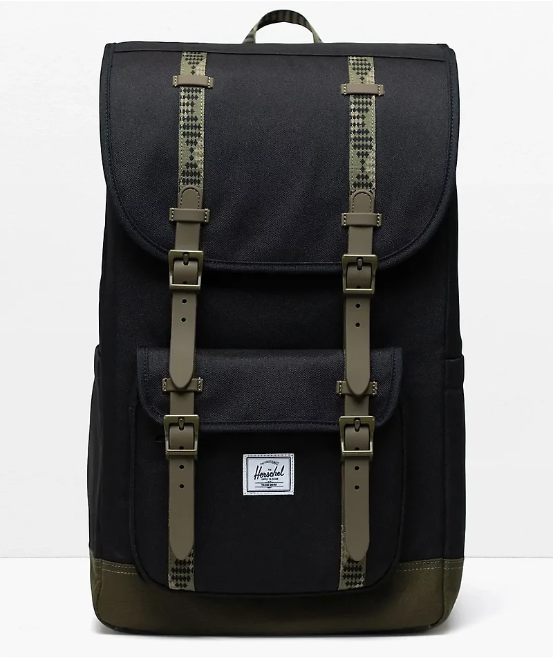 Herschel Supply Co. Little America Mid Black & Ivy Green Backpack