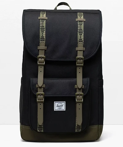 Herschel Supply Co. Little America Mid Black & Ivy Green Backpack