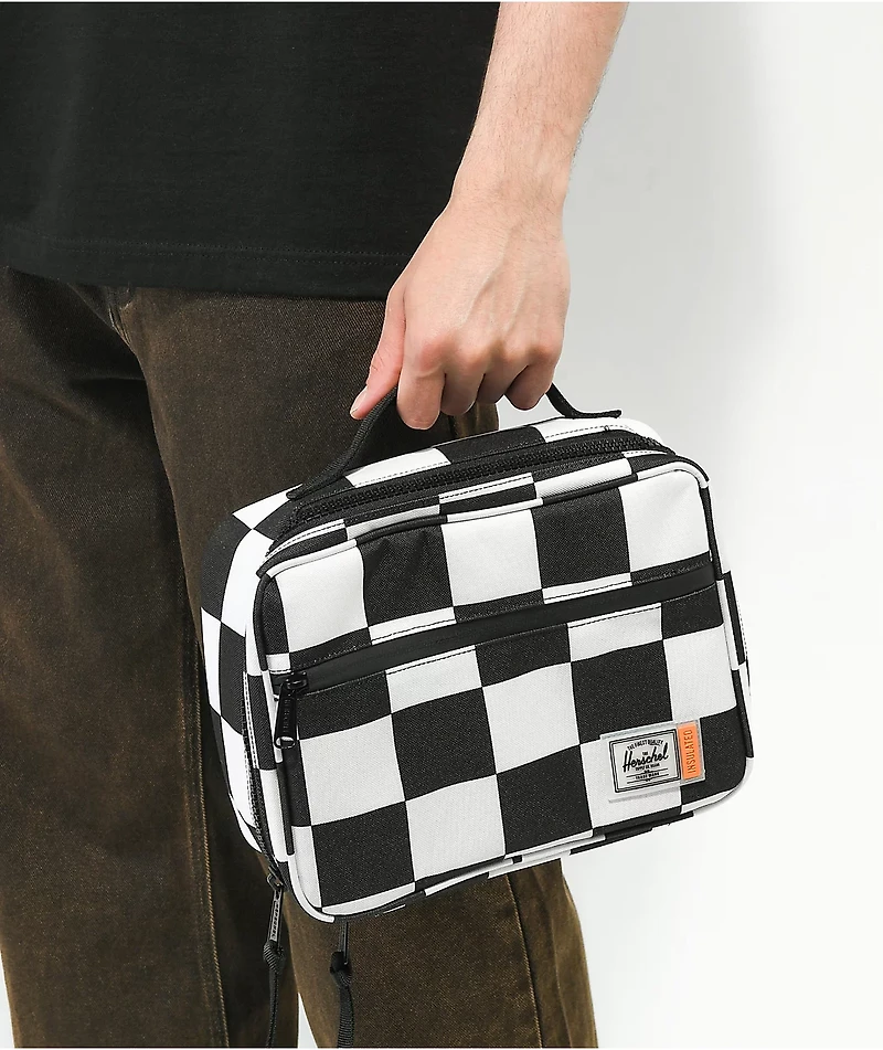 Herschel Supply Co. Pop Quiz Black & White Checkered Lunch Bag