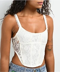 Hesperus Lace Natural Corset Crop Tank Top