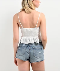 Hesperus White Chiffon Ribbon Tank Top