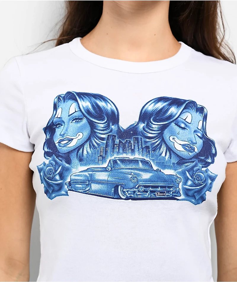 Hey Ruca City Blues White Crop T-Shirt