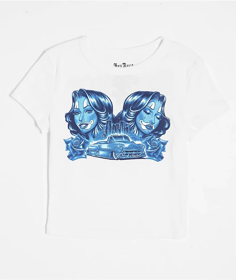 Hey Ruca City Blues White Crop T-Shirt