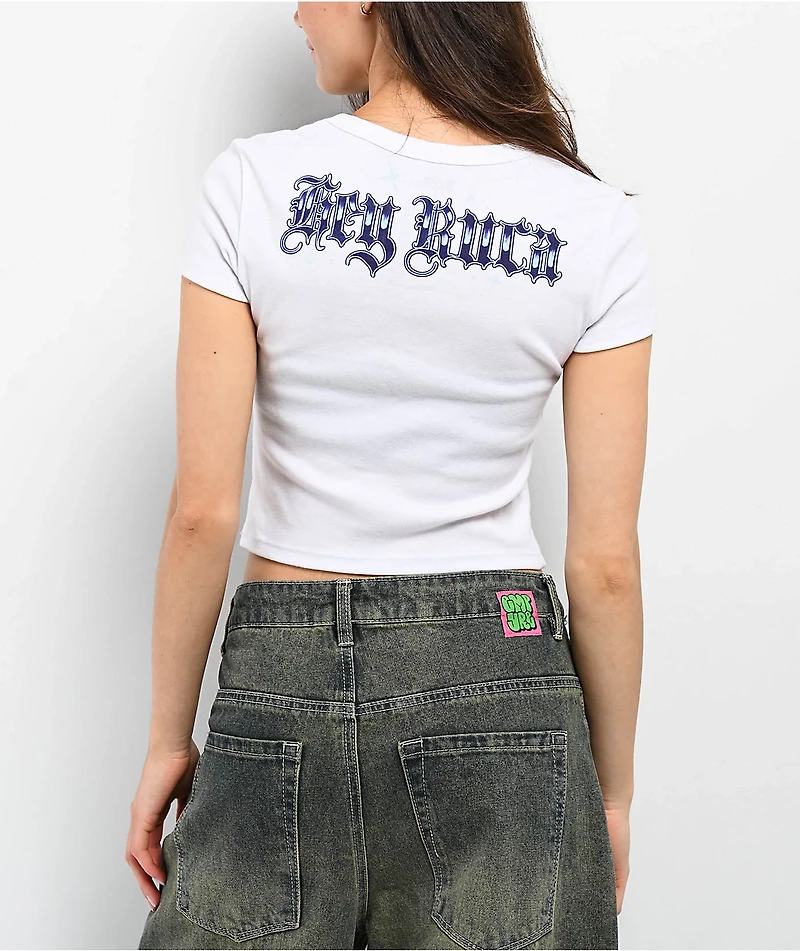 Hey Ruca City Blues White Crop T-Shirt