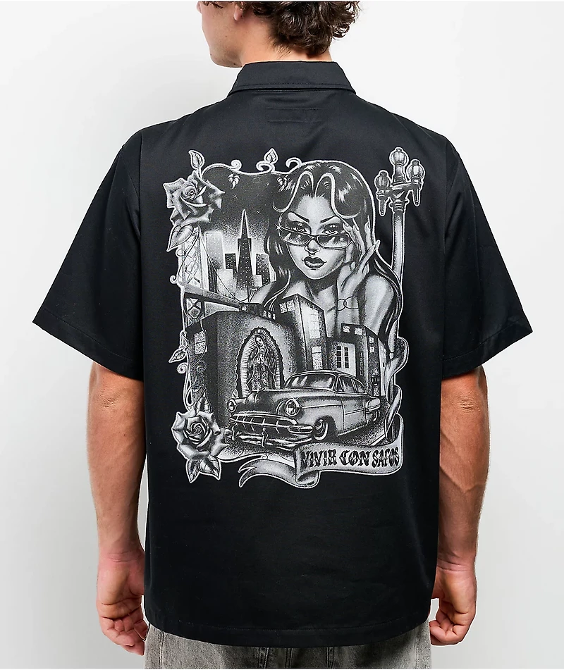 Hey Ruca Vivir Con Safos Black Work Shirt