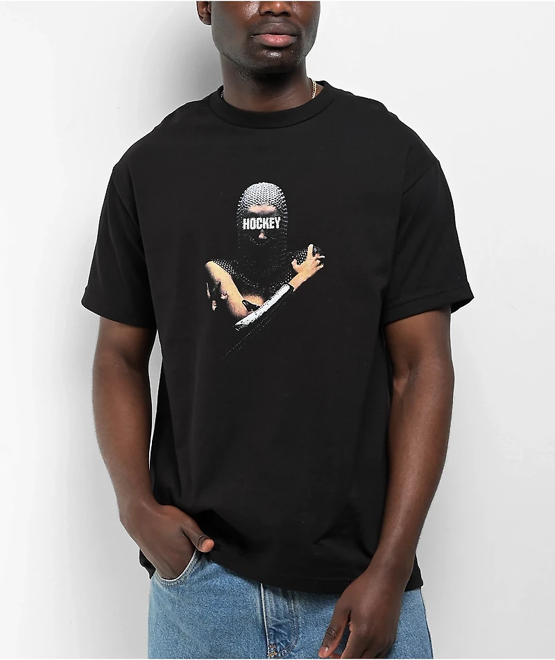 Hockey Back Crack Black T-Shirt