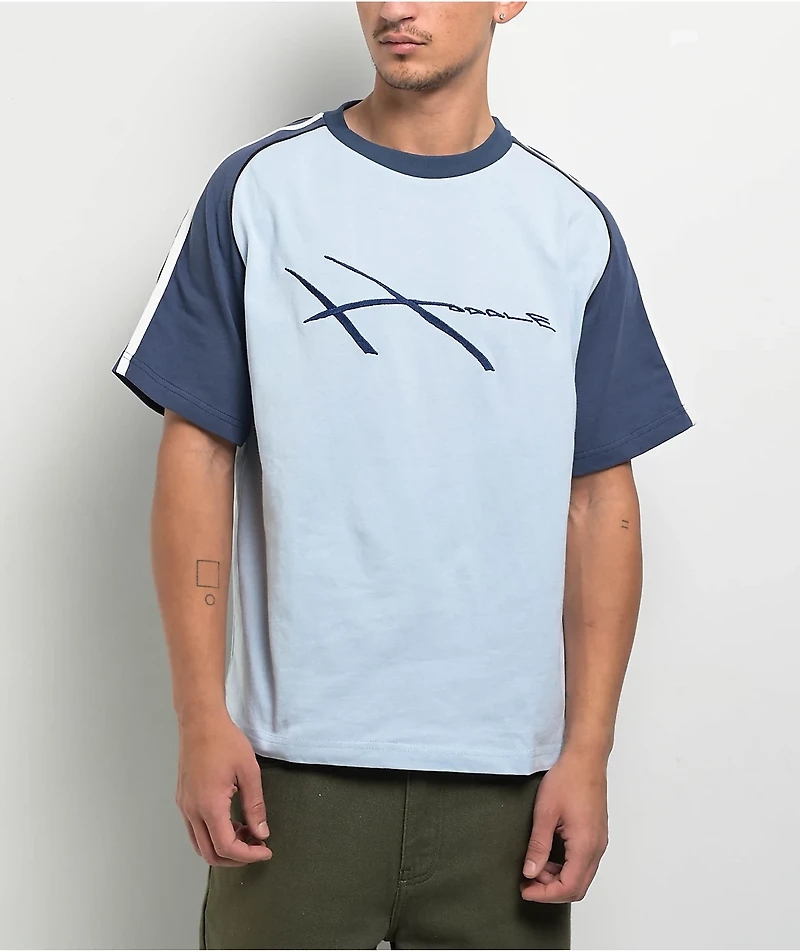 Hoddle Warped Jersey Blue & Navy Raglan T-Shirt