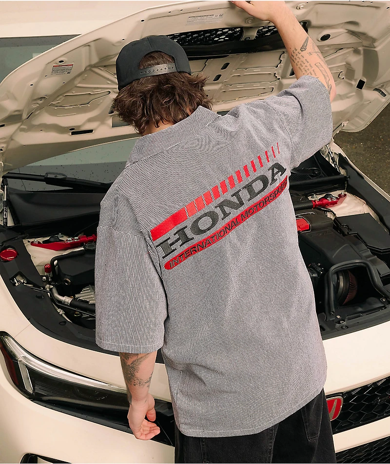 Honda Marked White Quarter Zip Work Shirt