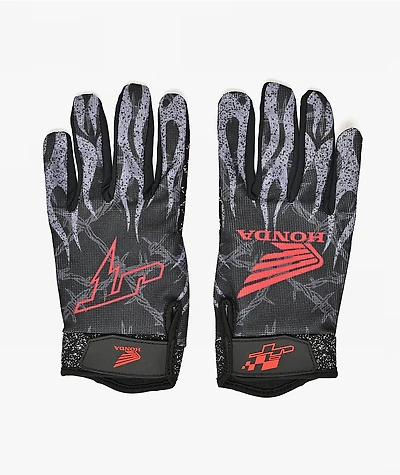 Honda x JT Racing Flames Grey Racing Gloves