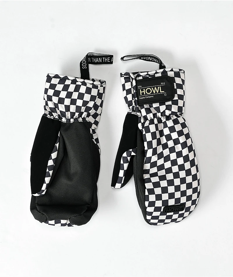 Howl Flyweight Black & White Checkered 10K Snowboard Mittens