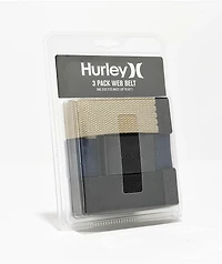Hurley 3 1 Black, Navy Blue & Tan Web Belt