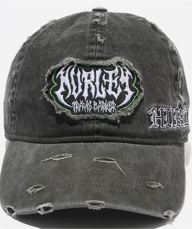 Hurley x Travis Barker Destroyed Black Wash Strapback Hat
