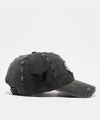 Hurley x Travis Barker Destroyed Black Wash Strapback Hat
