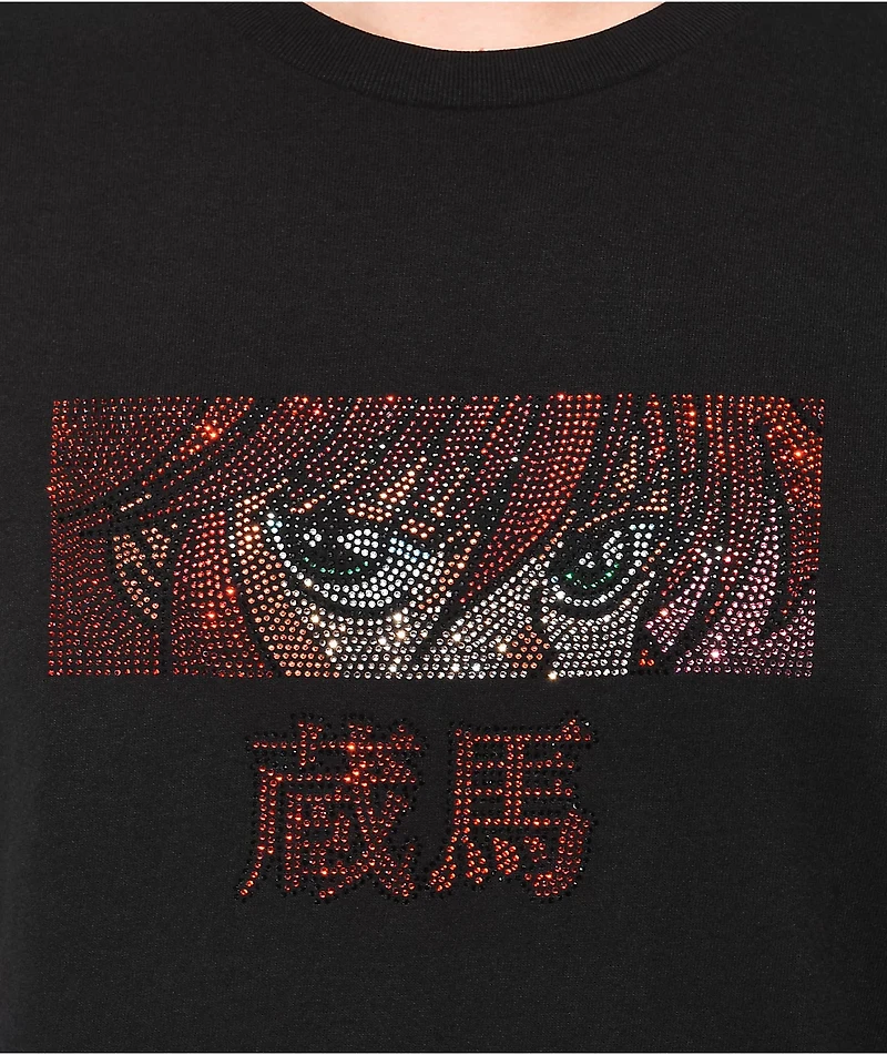 Hypland x Yu Hakusho Kurama Eyes Black Rhinestone T-Shirt