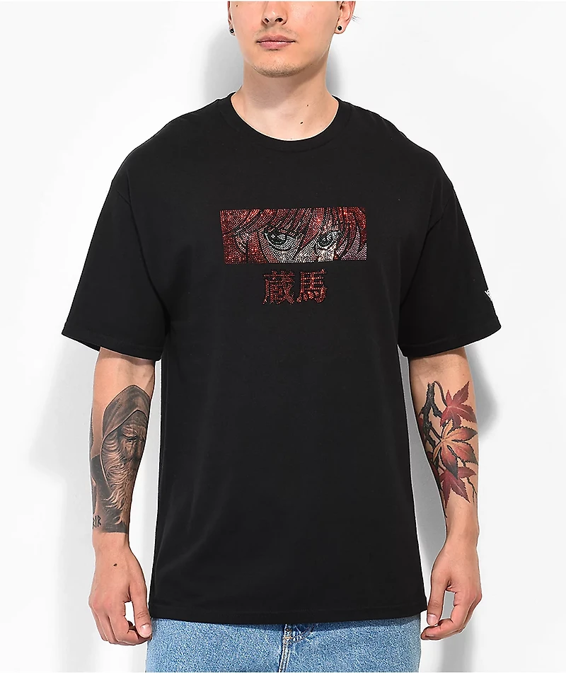 Hypland x Yu Hakusho Kurama Eyes Black Rhinestone T-Shirt