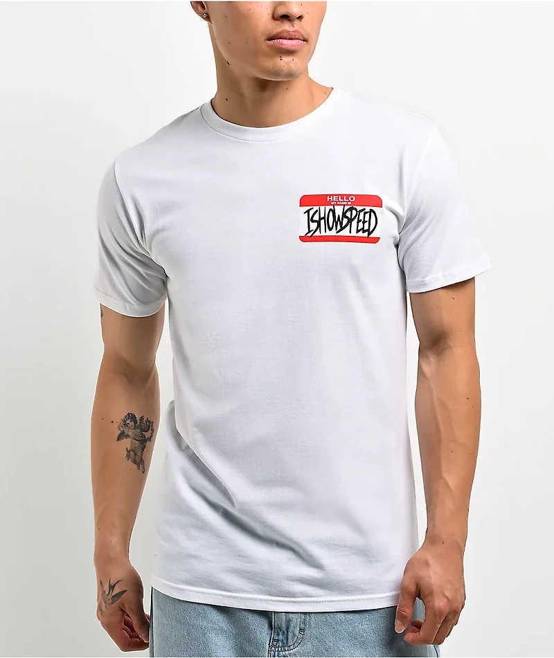 IShowSpeed My Name Is White T-Shirt